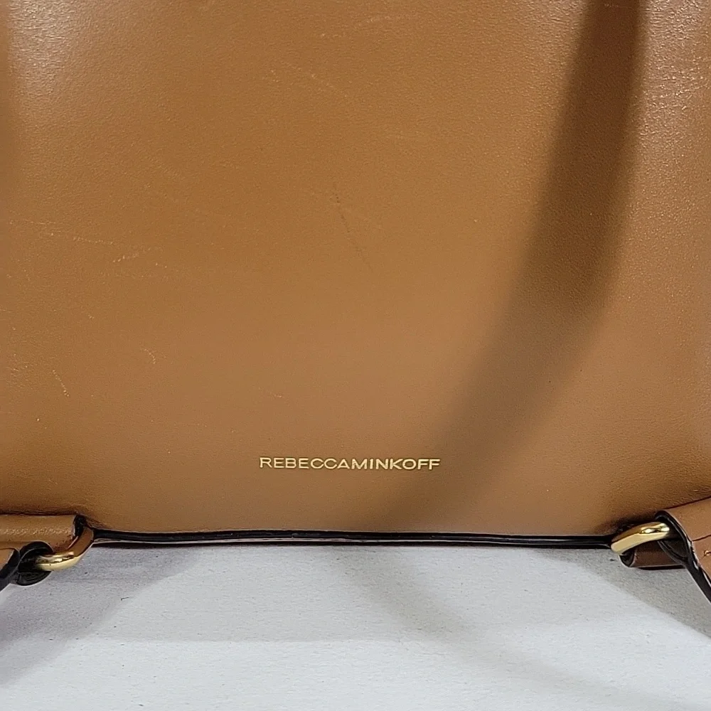 Rebecca Minkoff Tan Leather Backpack with Multicolor Tassels